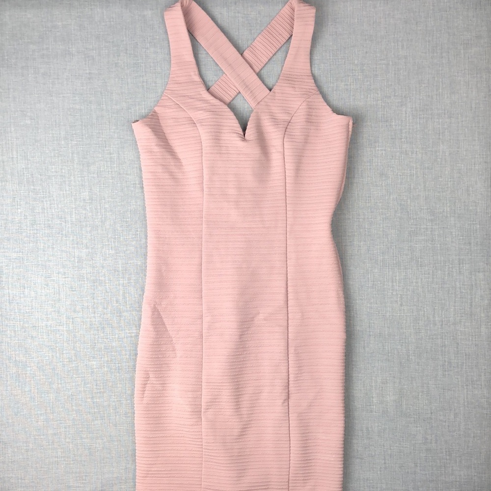 Trixxi Blush Ribbed Bodycon Dress Prom Homecoming - Picture 2 of 5